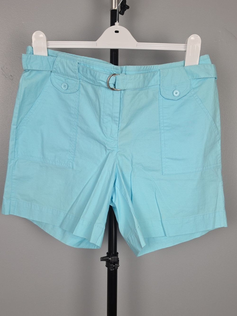 Talbots Petite Shorts Women's Size 10P New Light Blue Belted Casual Summer Chino
